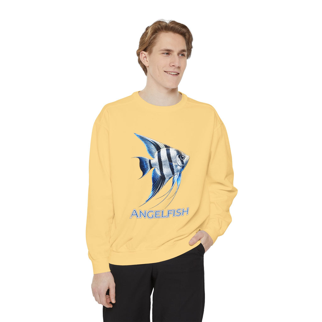 Angelfish Graphic Sweatshirt — Blue Tropical Fish Crewneck
