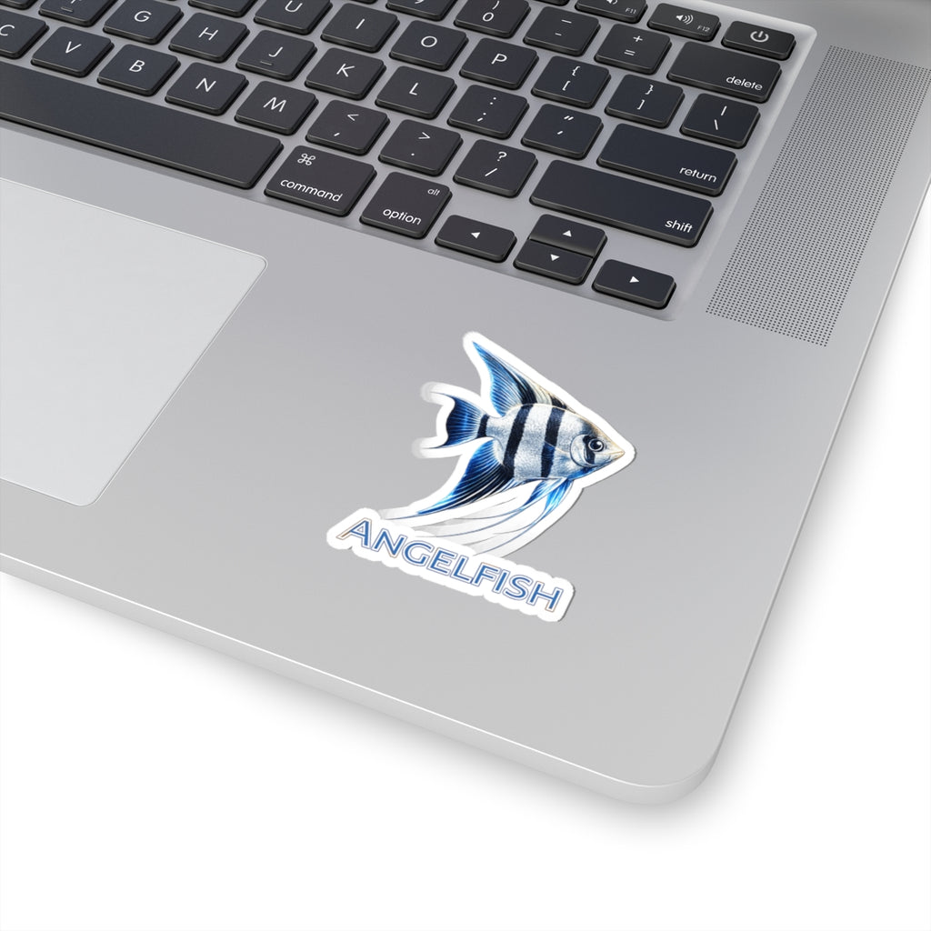 Angelfish -Cut Sticker — Blue Tropical Fish Decal for Laptops, Water Bottles & Aquarists