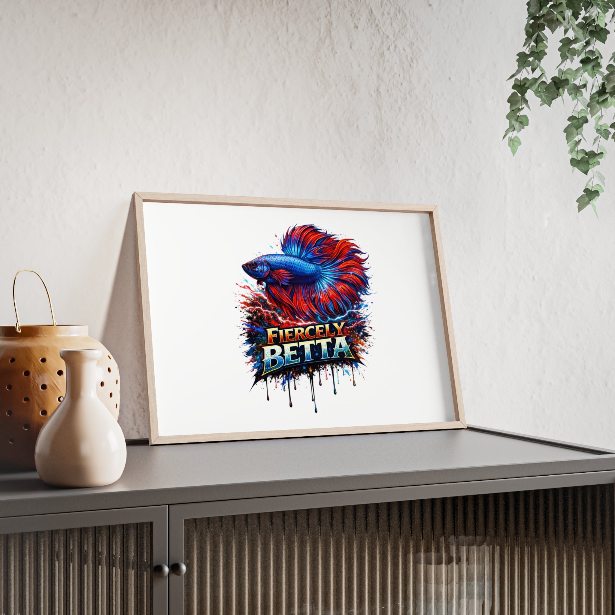Fiercely Betta Framed Poster — Colorful Betta Fish Wall Art