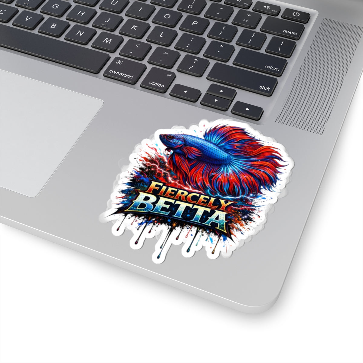 Betta Fish Sticker — "Fiercely Betta" Colorful Kiss-Cut Vinyl Decal