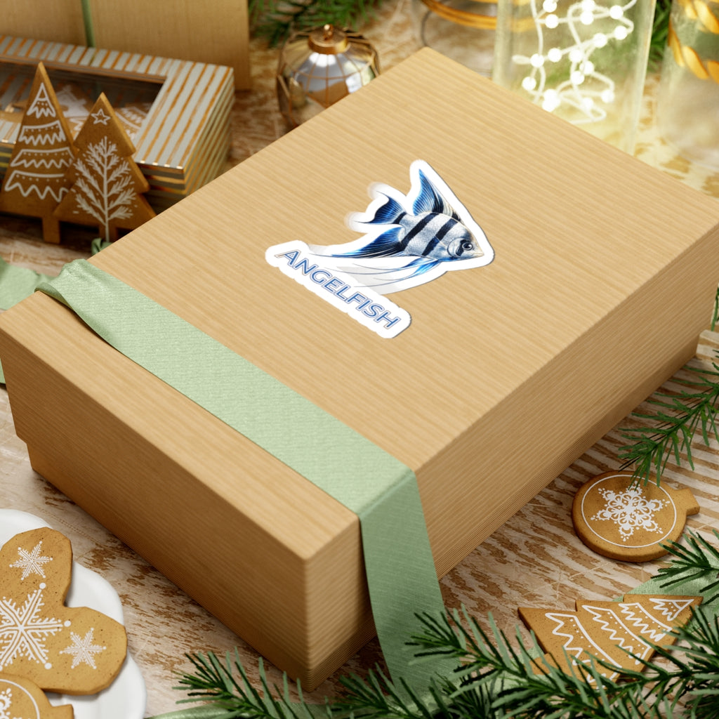 Angelfish -Cut Sticker — Blue Tropical Fish Decal for Laptops, Water Bottles & Aquarists