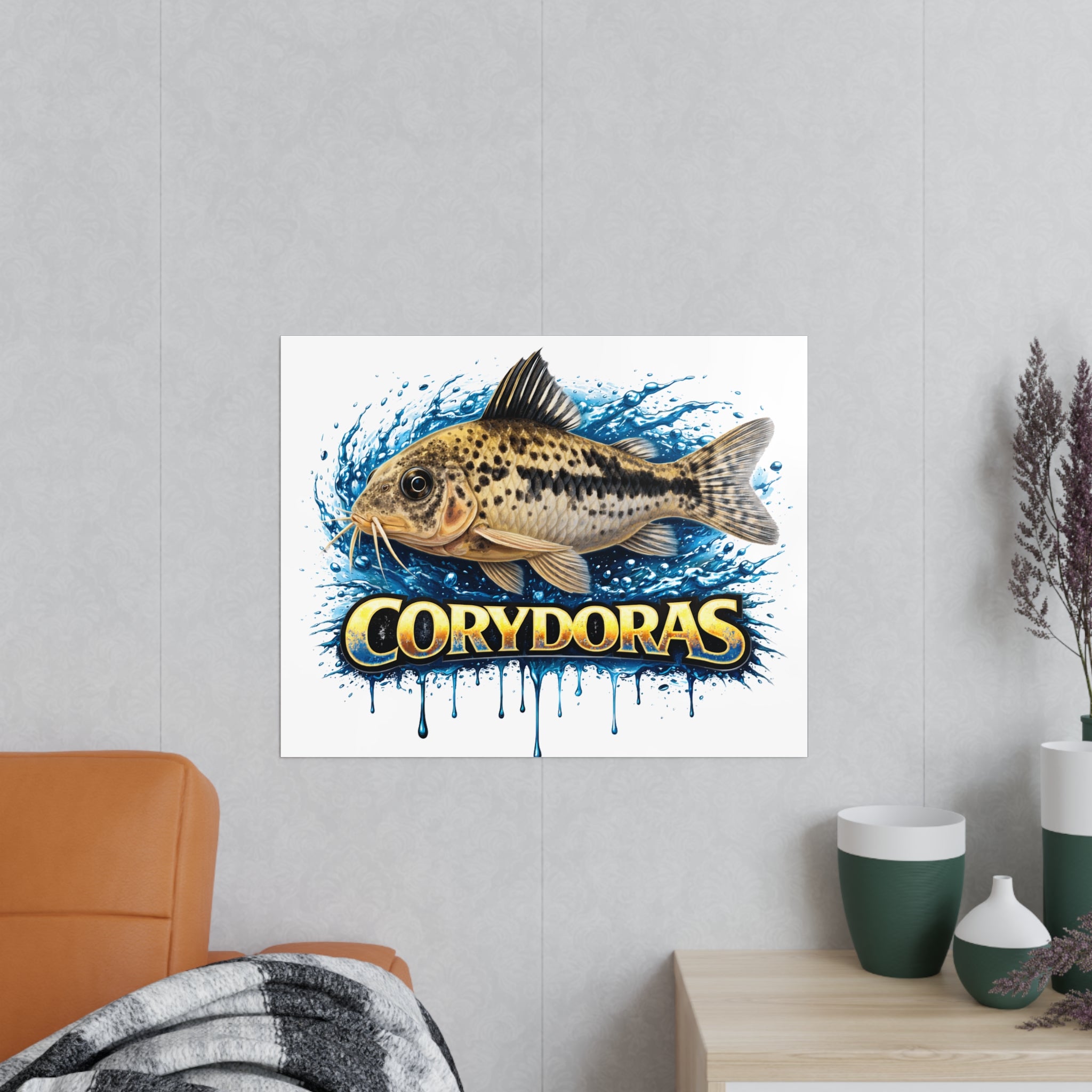 Peppered Cory Photopaper Poster — Colorful Aquarium Catfish Art Print