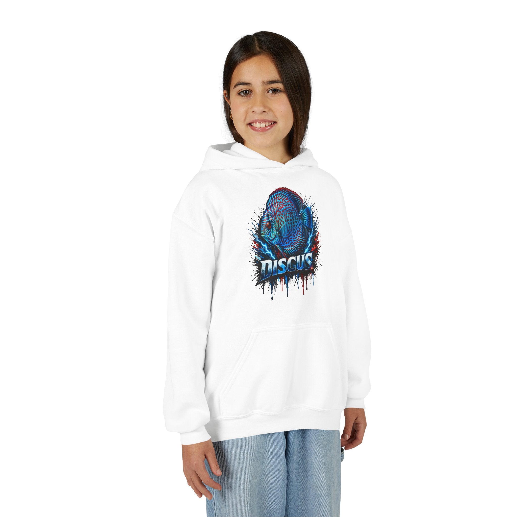 Youth Hoodie — Colorful Discus Fish Graphic Pullover