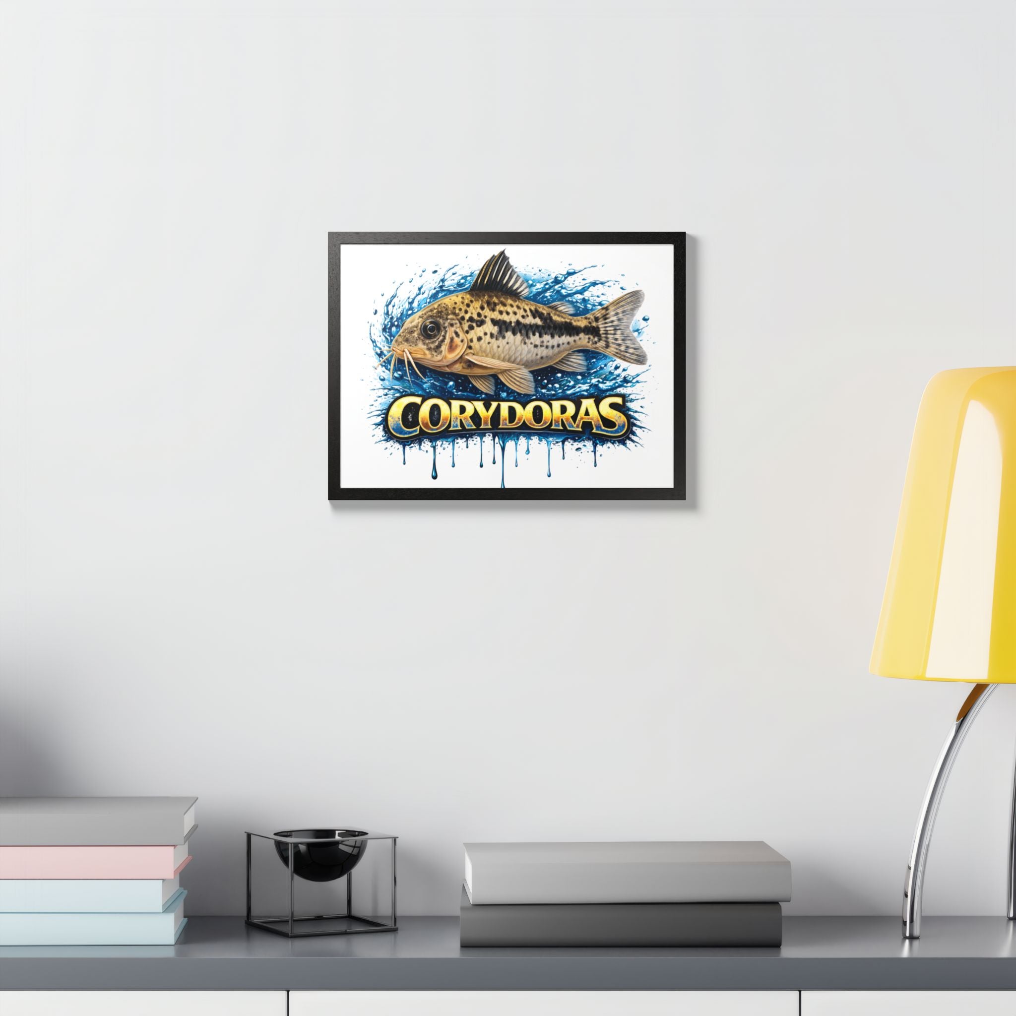 Corydoras Fish Framed Poster — Colorful Aquarium Art Print