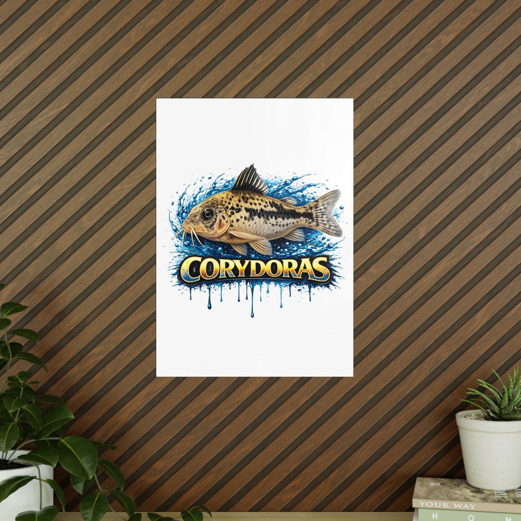 Peppered Cory Photopaper Poster — Colorful Aquarium Catfish Art Print