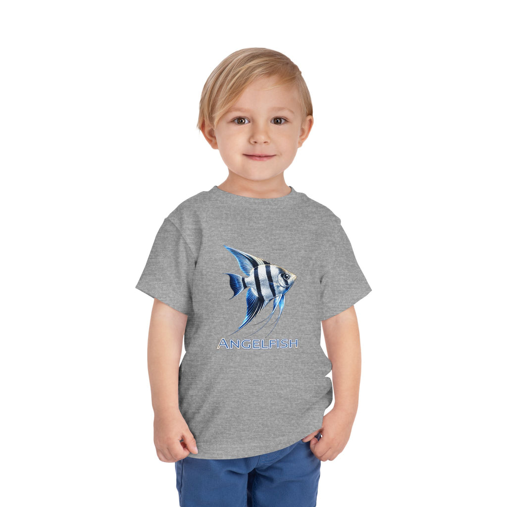 Angelfish Toddler Tee – Blue Aquarium Fish Graphic Shirt