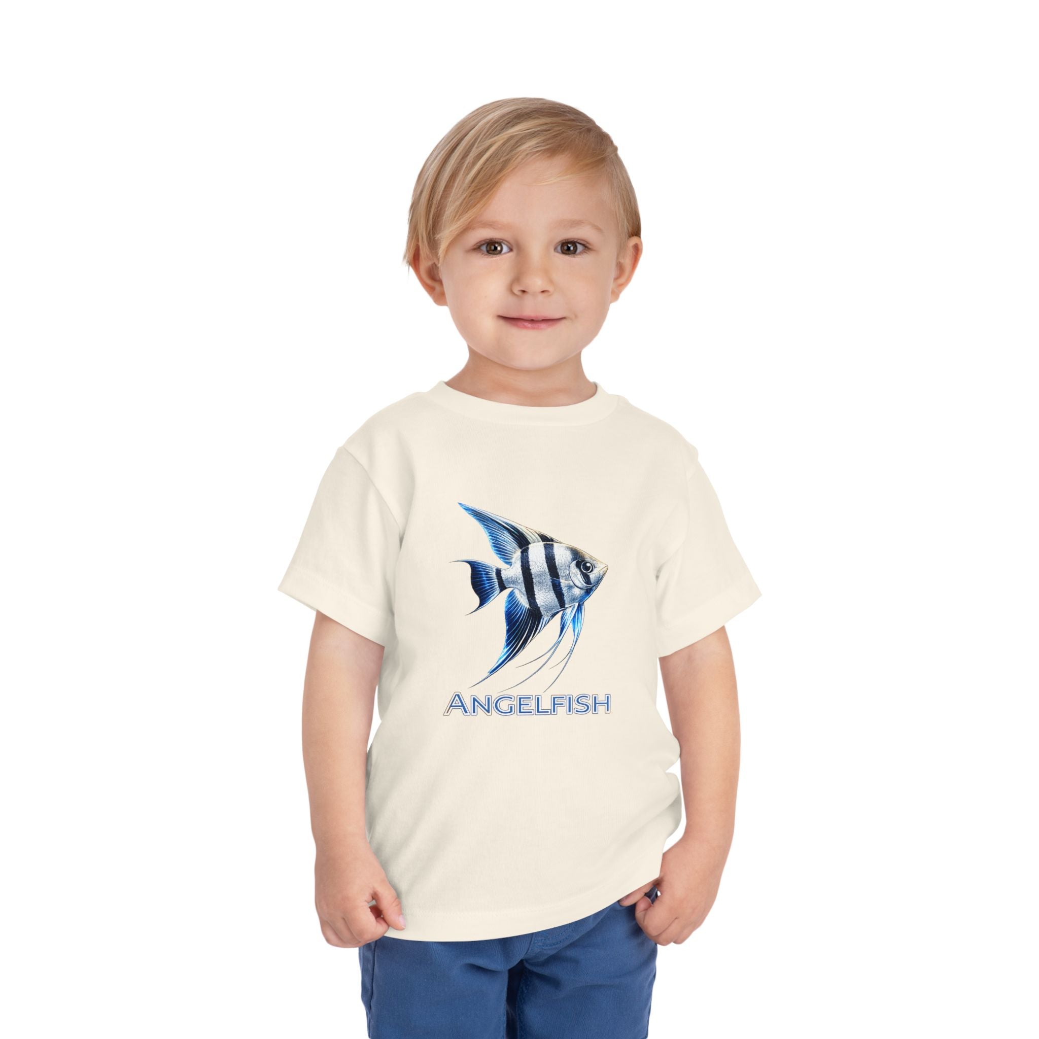 Angelfish Toddler Tee – Blue Aquarium Fish Graphic Shirt