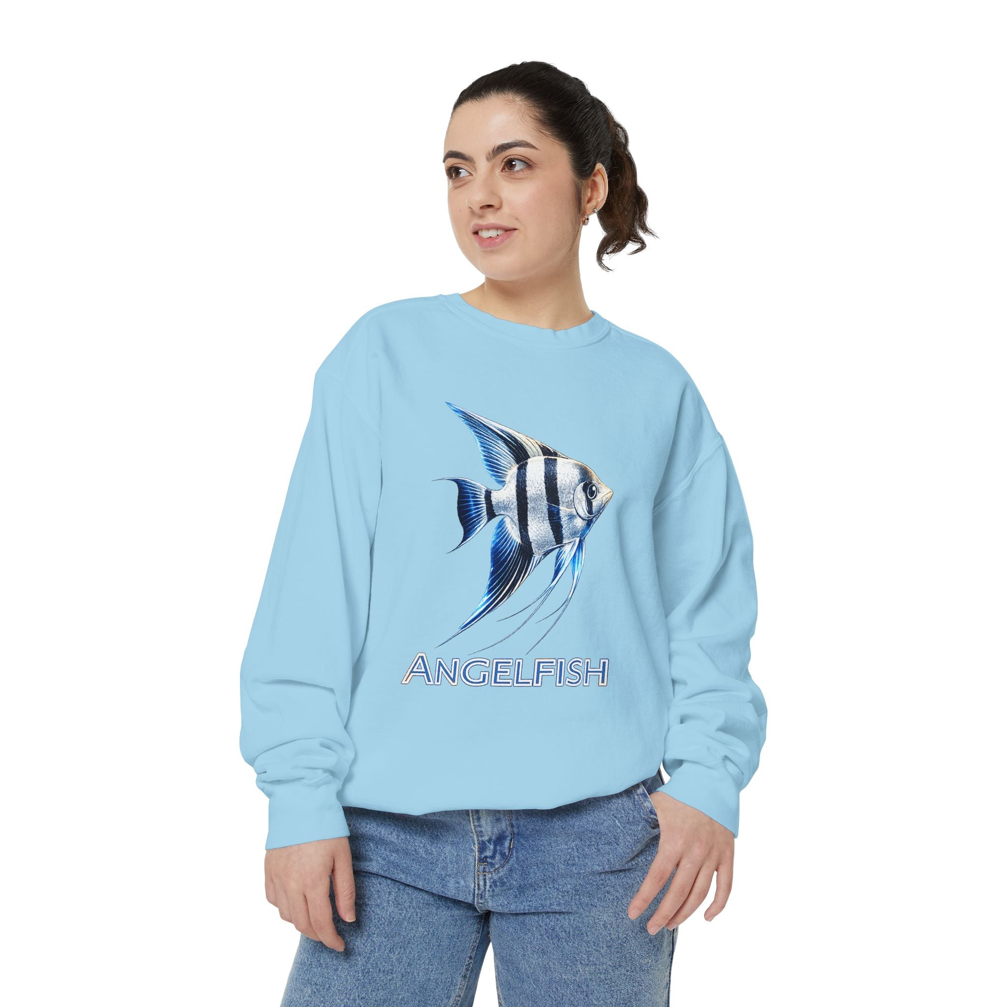 Angelfish Graphic Sweatshirt — Blue Tropical Fish Crewneck