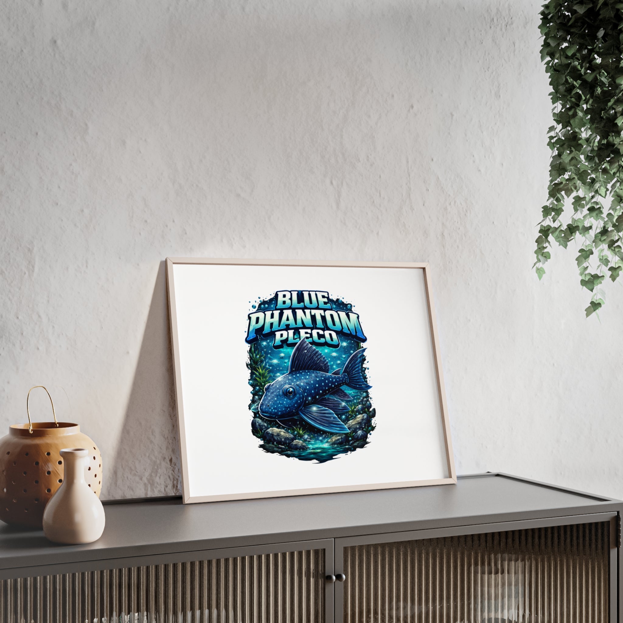 Blue Phantom Pleco Poster — Framed Aquarium Fish Wall Art