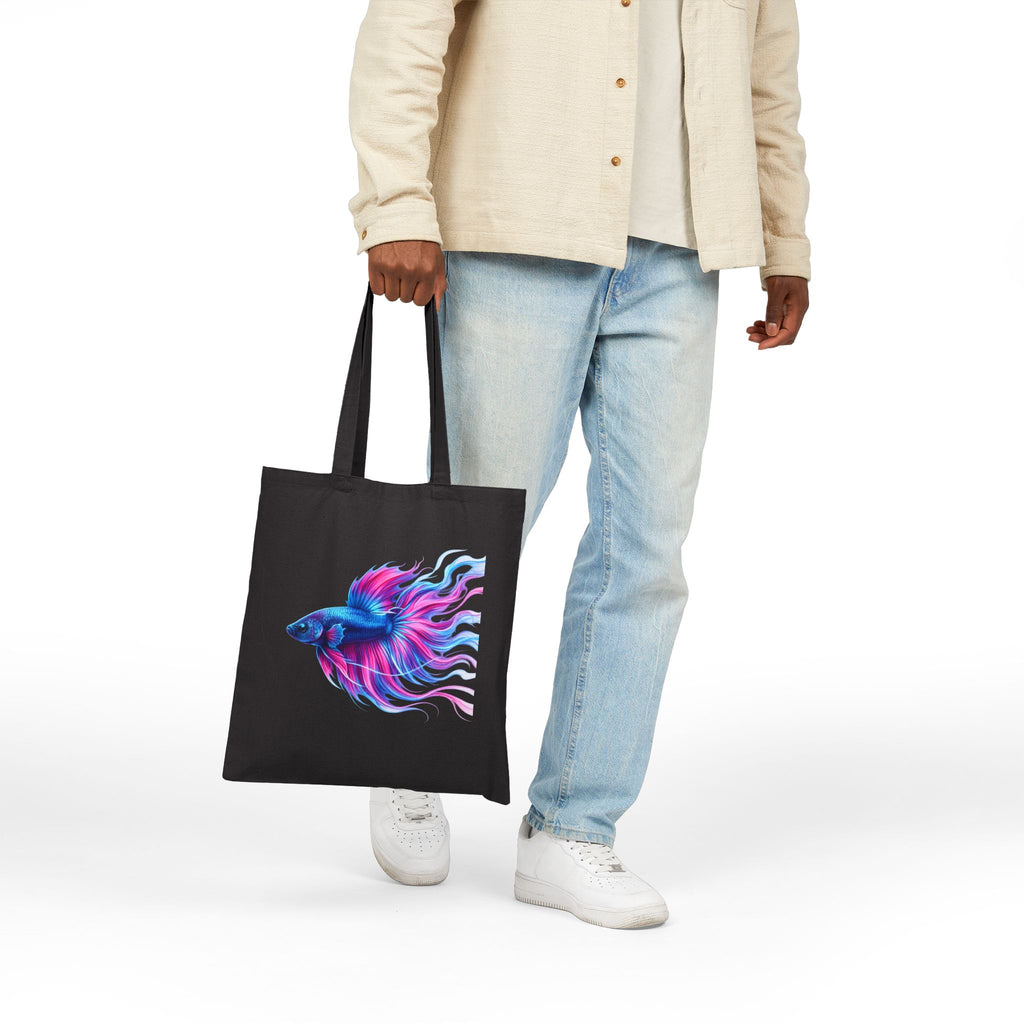 Canvas Tote Bag — Vibrant Betta Fish Art Tote