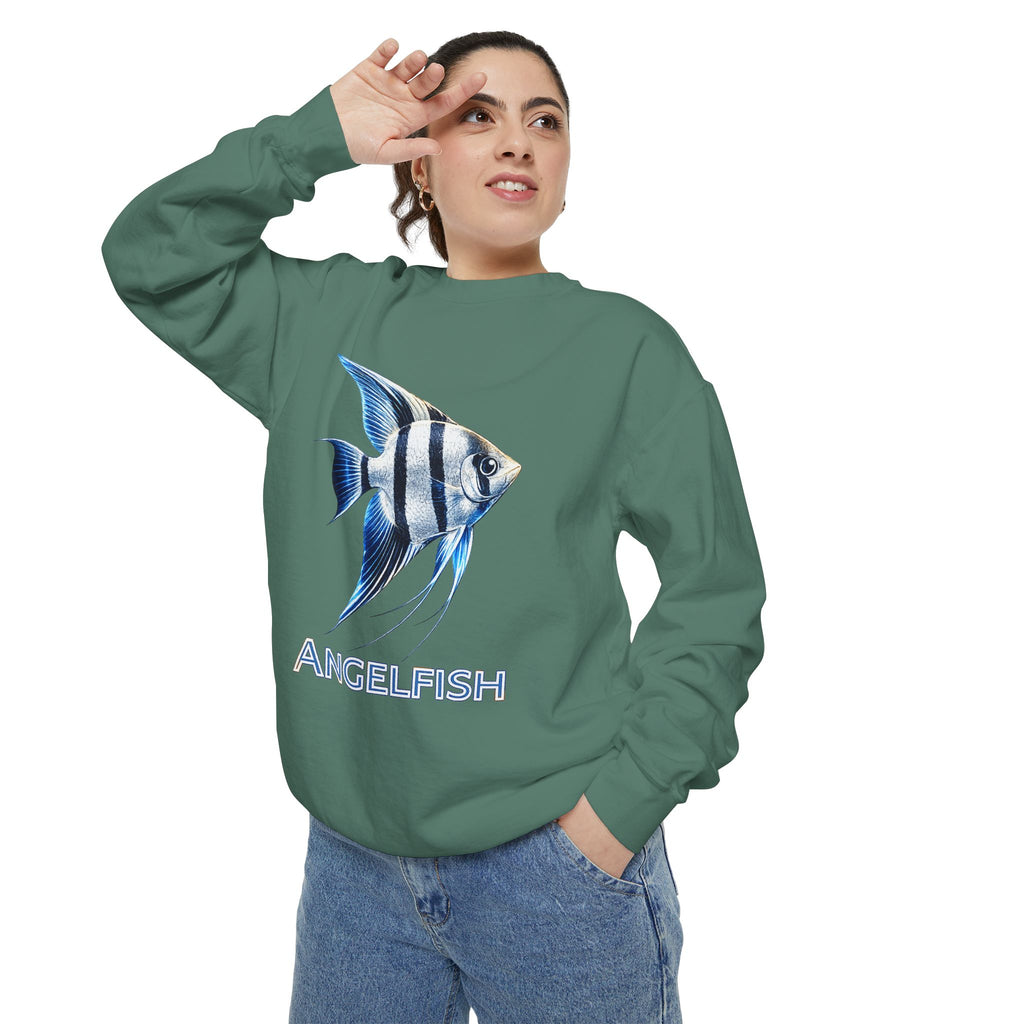 Angelfish Graphic Sweatshirt — Blue Tropical Fish Crewneck