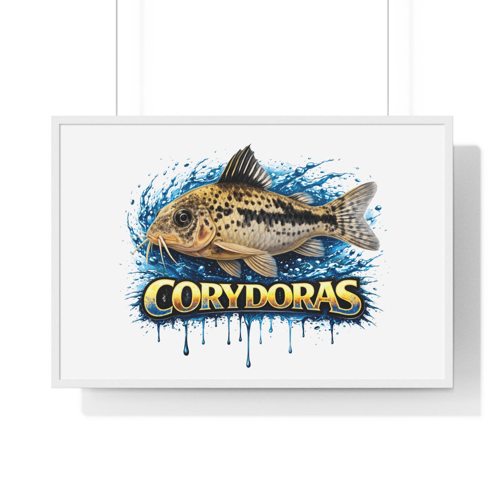 Peppered Corydoras Fish Framed Poster — Aquarium Wall Art