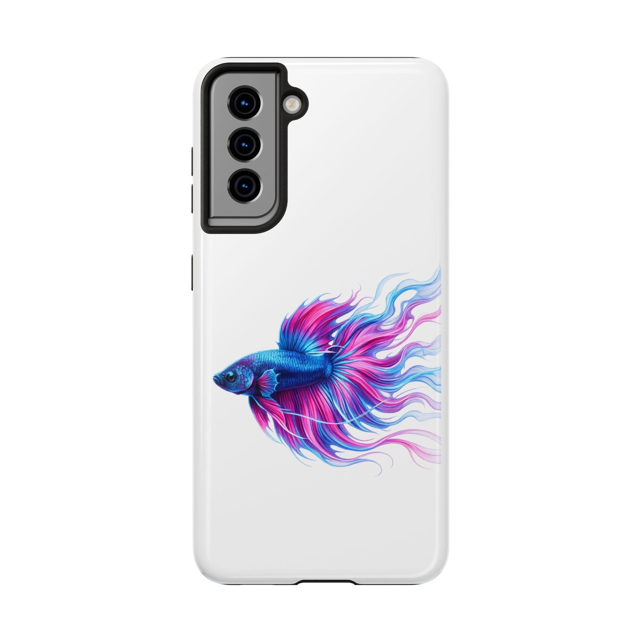 Betta Fish Tough Phone Case — Colorful Blue & Pink Aquarium Art