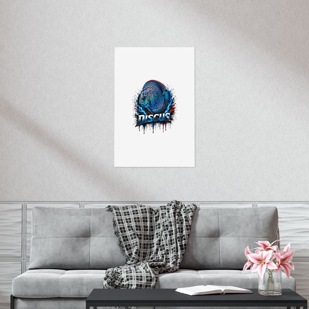 Discus Fish Poster — Vibrant Blue Aquarium Art Print