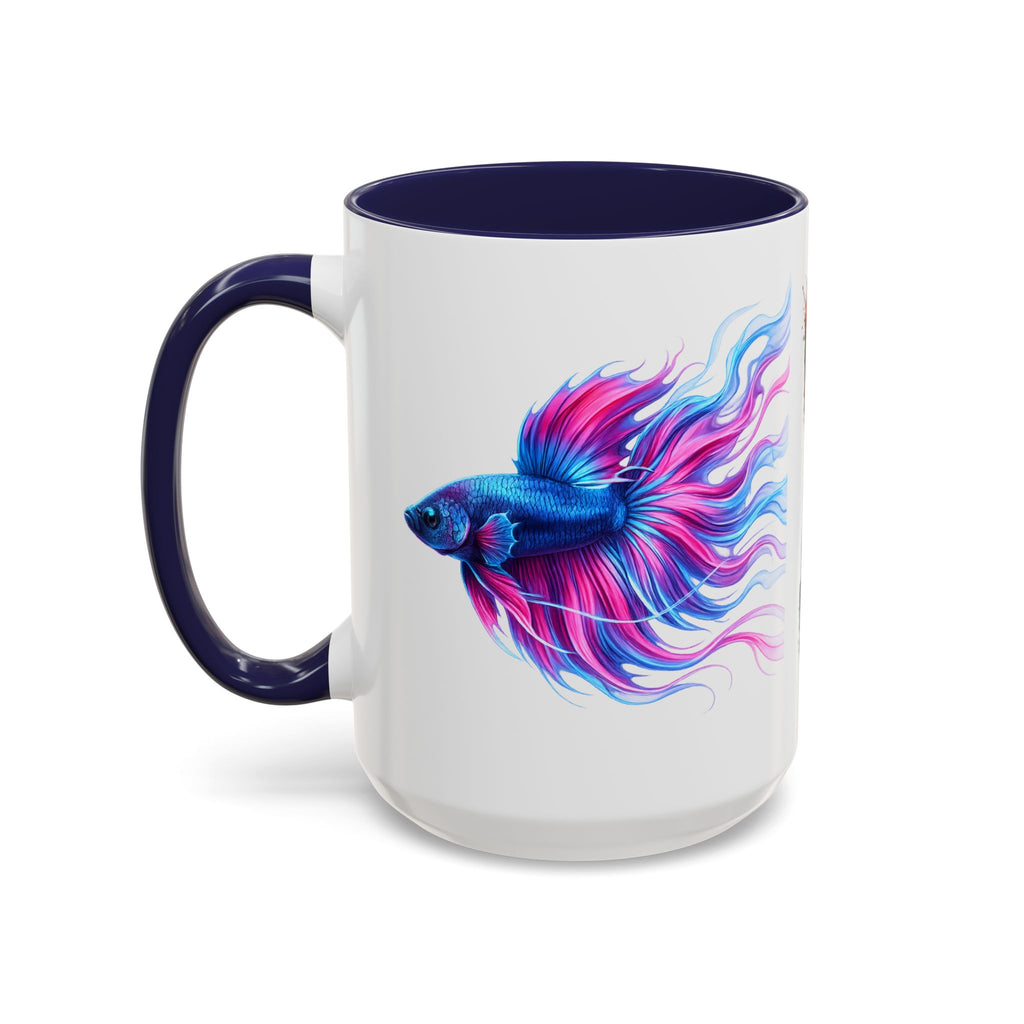Betta Fish Accent Coffee Mug — Vibrant Neon Betta Design (11/15 oz)