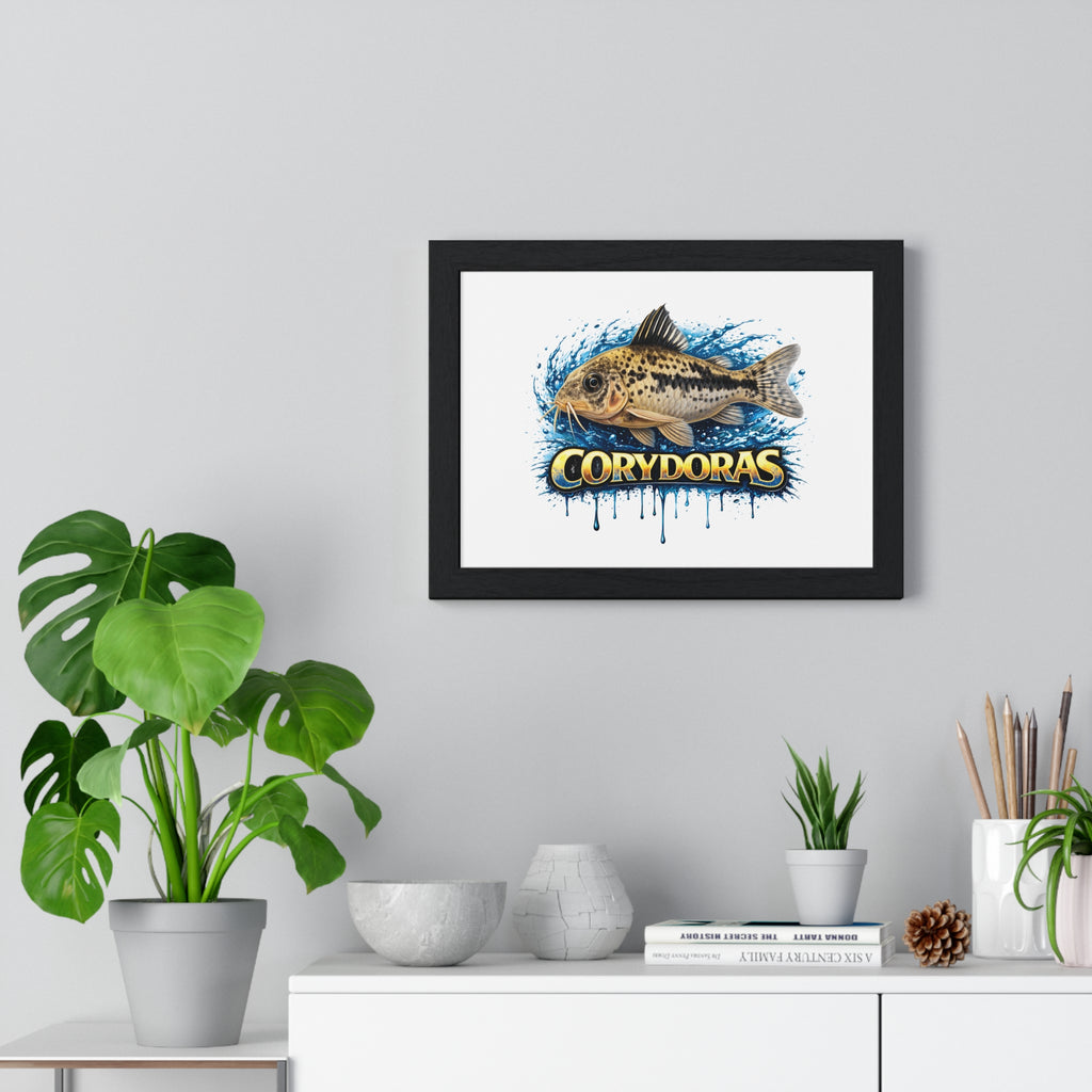 Peppered Corydoras Fish Framed Poster — Aquarium Wall Art
