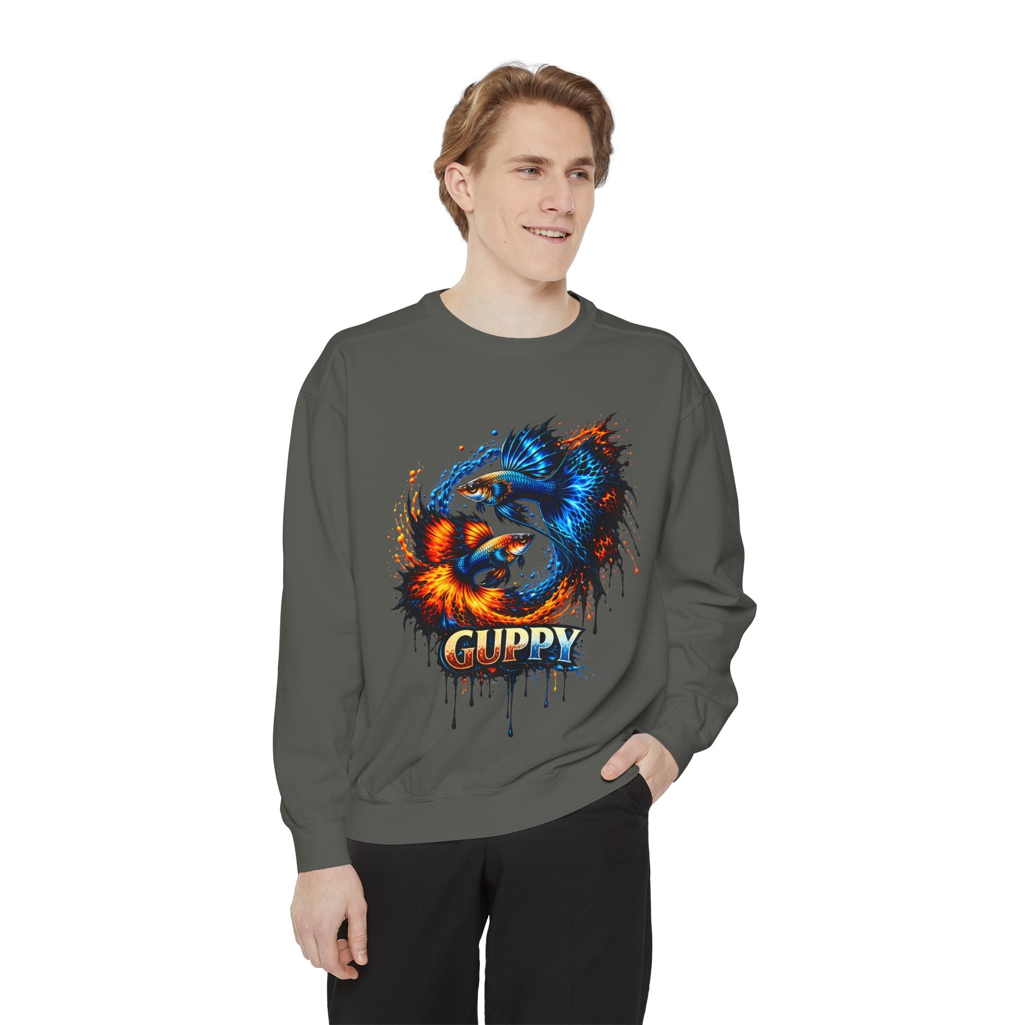 Fire & Ice Guppy – Premium "Neon Flare" Garment-Dyed Sweatshirt