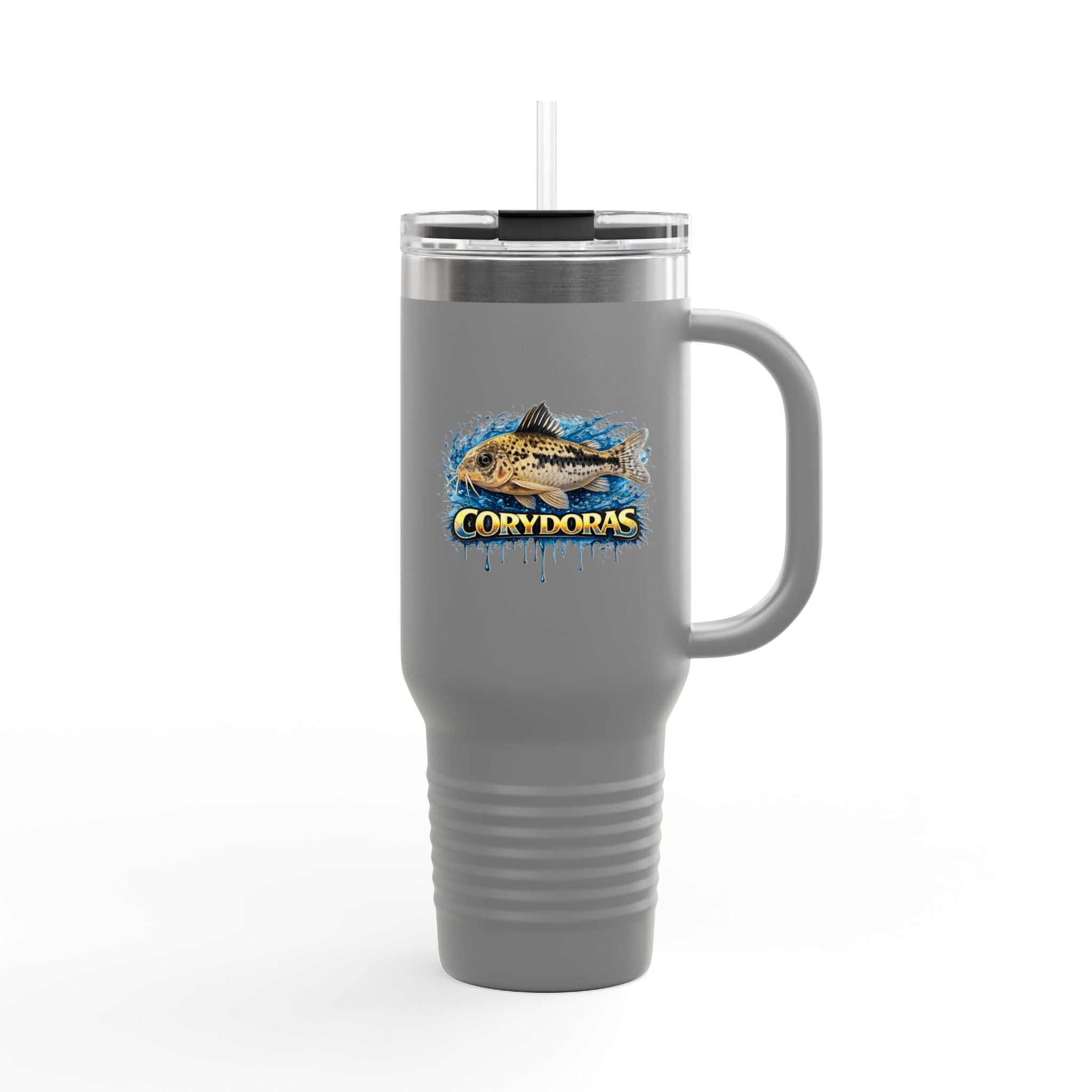 Corydoras Fish 40oz Insulated Travel Mug — Fishing Aquarium Lover Tumbler