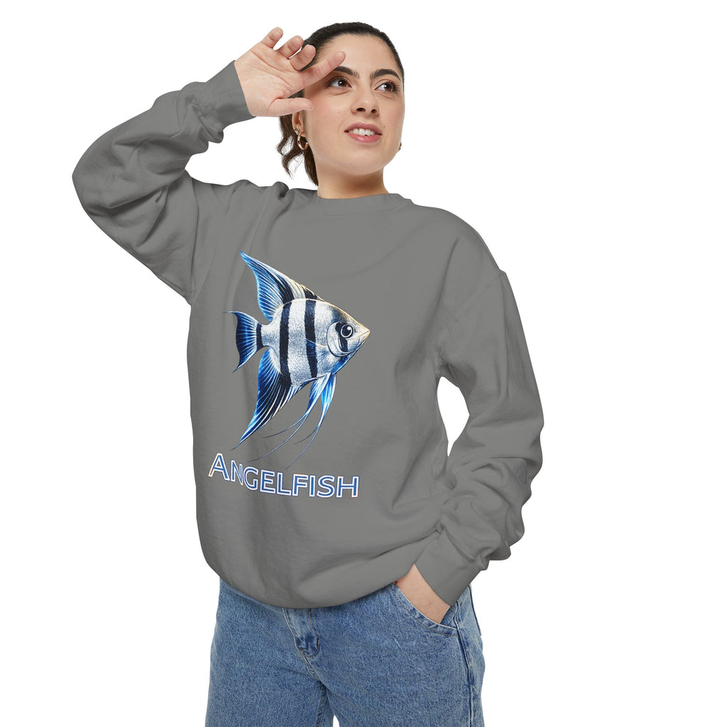 Angelfish Graphic Sweatshirt — Blue Tropical Fish Crewneck
