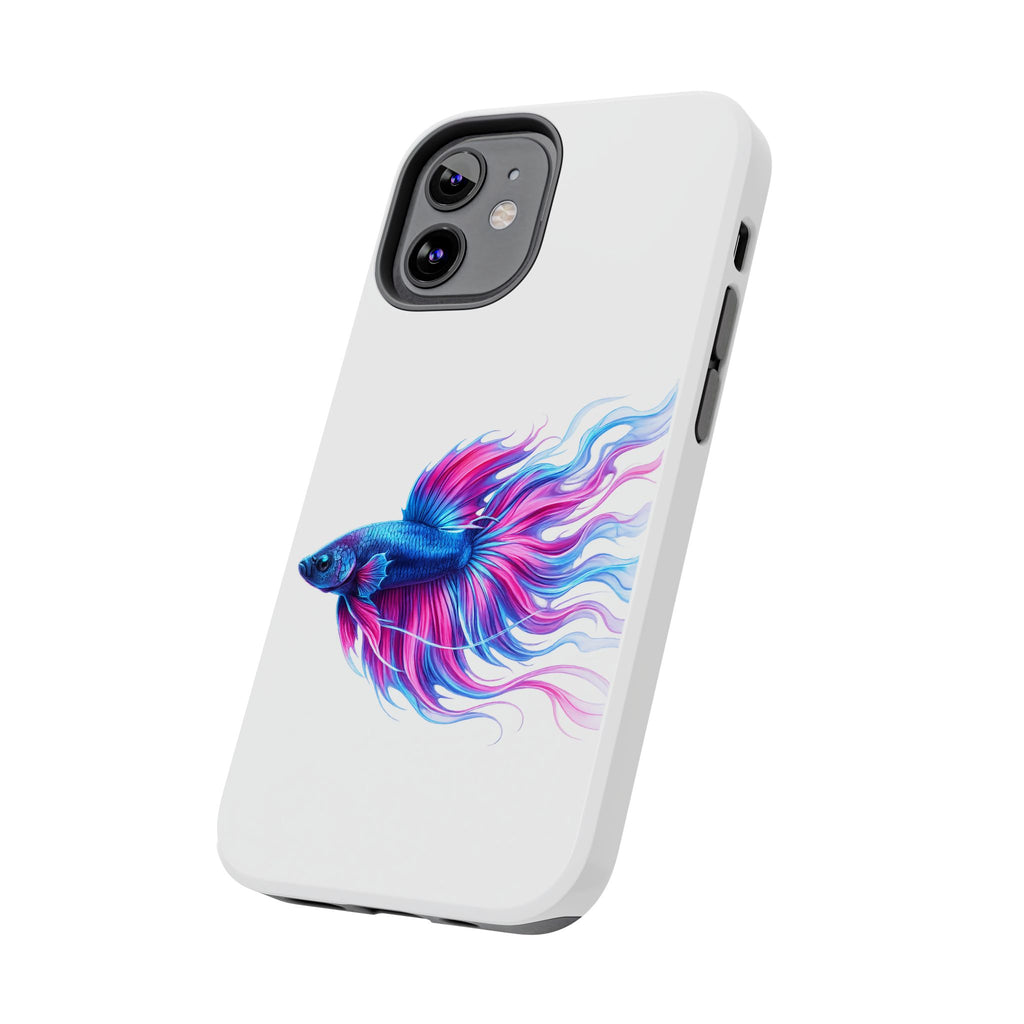 Betta Fish Tough Phone Case — Colorful Blue & Pink Aquarium Art