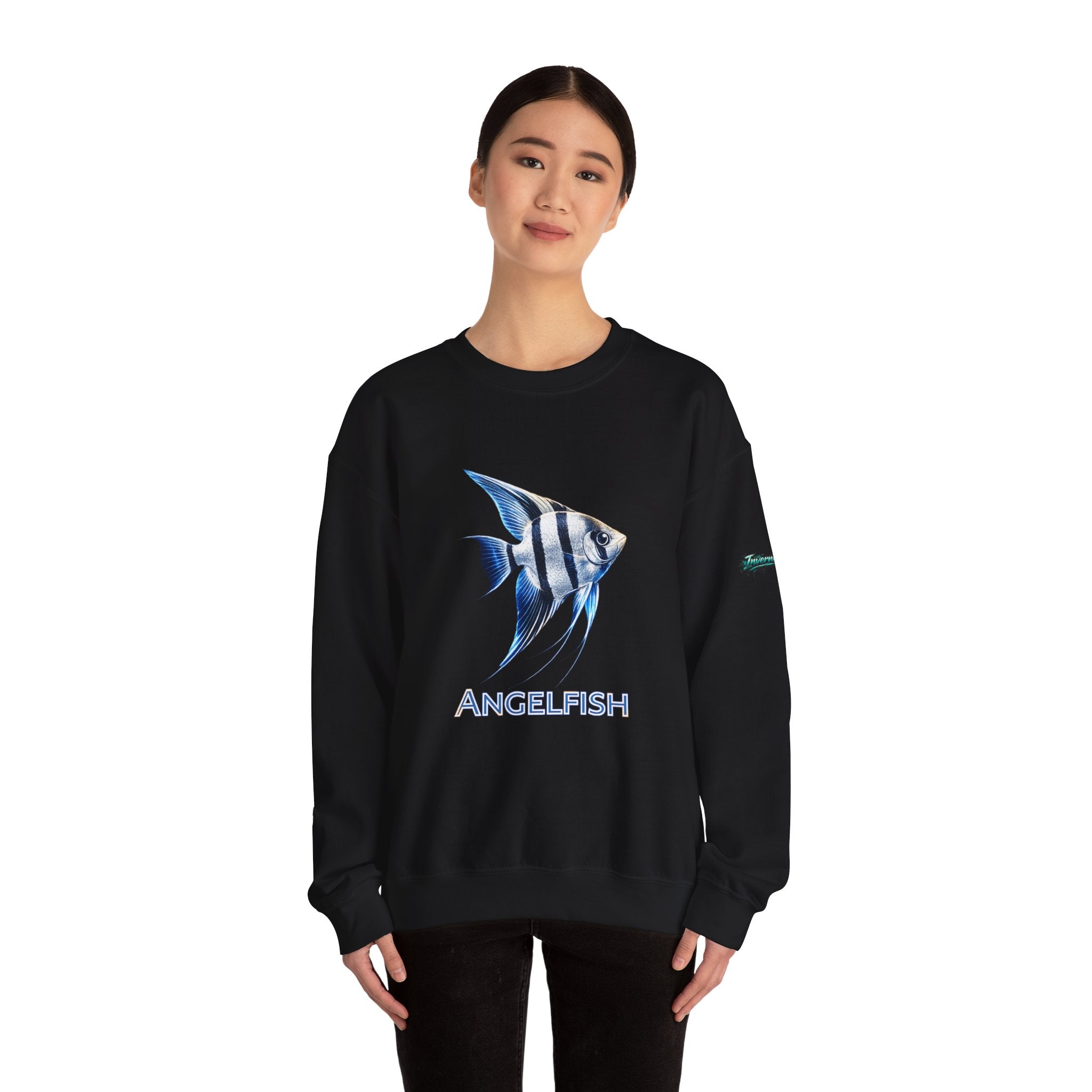 Angelfish Crewneck Sweatshirt — Blue Tropical Fish Graphic