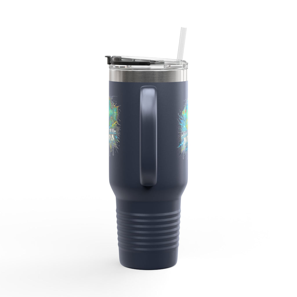 40oz Insulated Travel Mug - 'Electric Blue Acara' Fish Graphic, Leak-Resistant Tumbler for Aquarium Enthusiasts