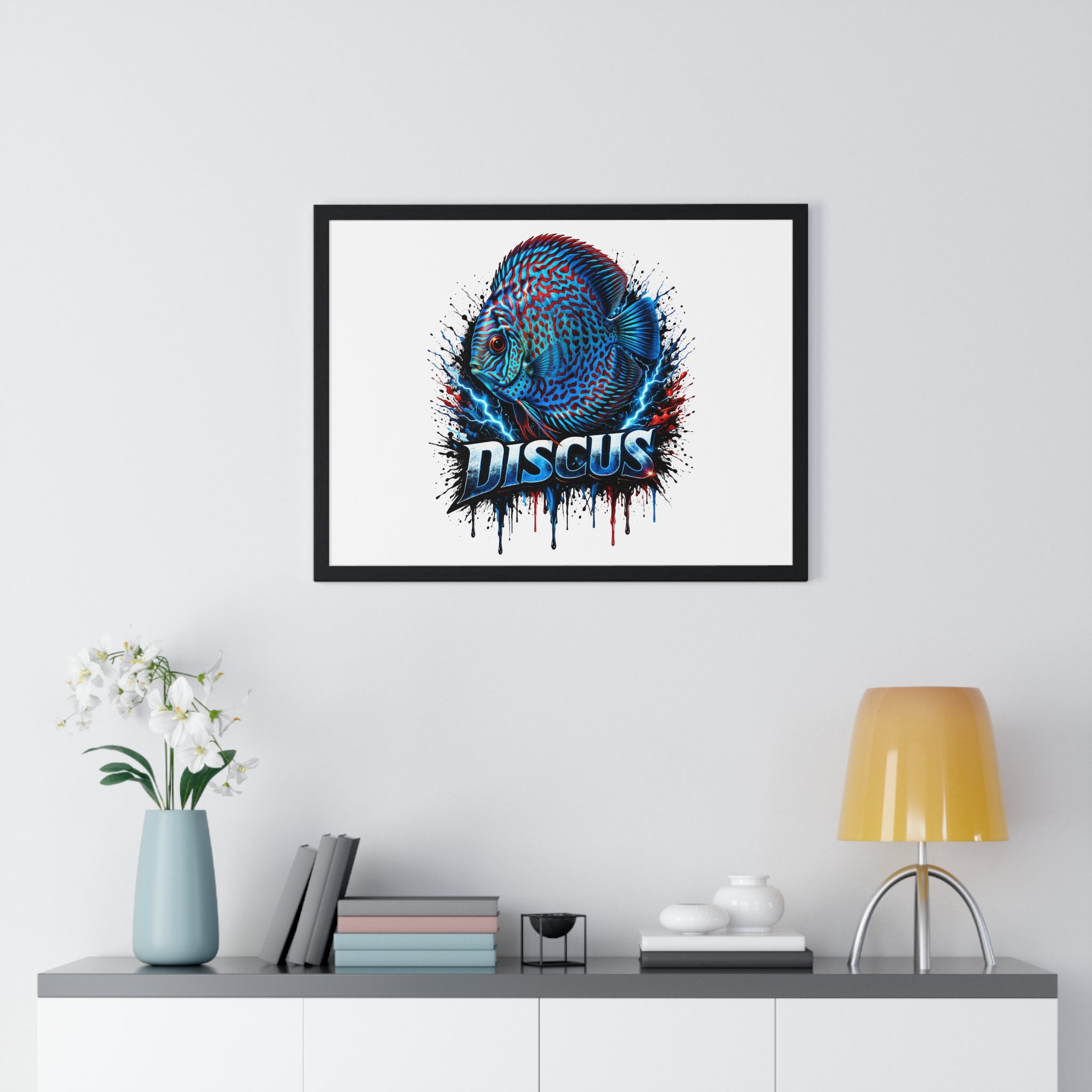 Discus Fish Framed Poster — Colorful Aquarium Artwork