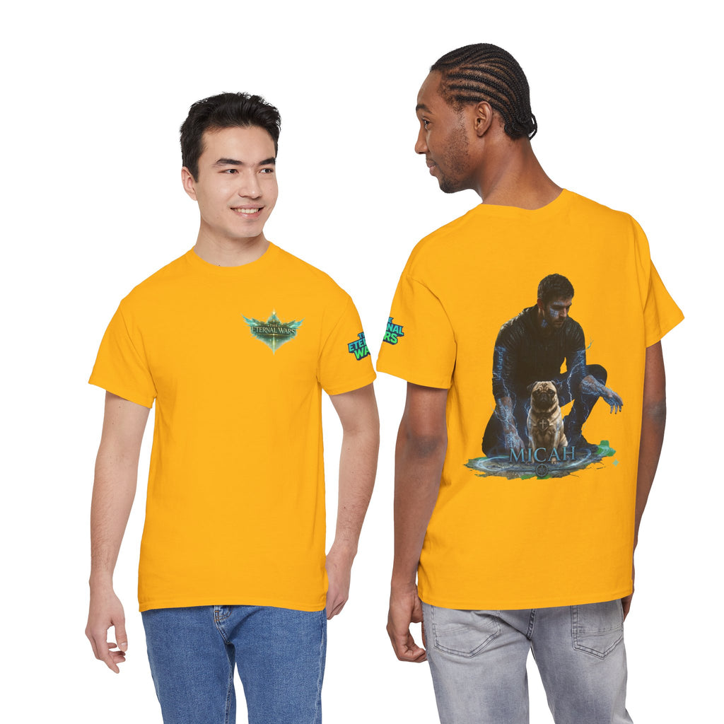 T-Shirt — Nature Warrior Graphic Tee with Man and Dog Illustration
