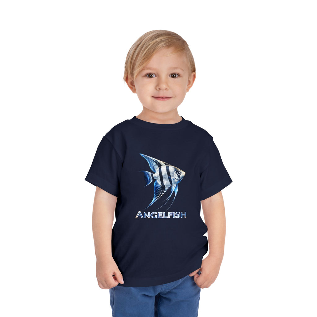 Angelfish Toddler Tee – Blue Aquarium Fish Graphic Shirt
