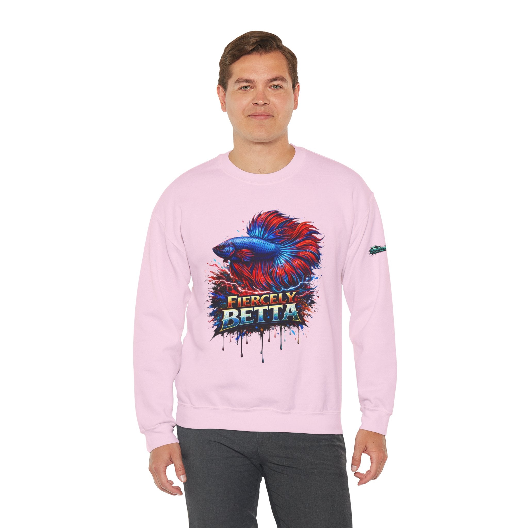 Betta Fish Crewneck Sweatshirt — "Fiercely Betta" Colorful Aquarium Graphic