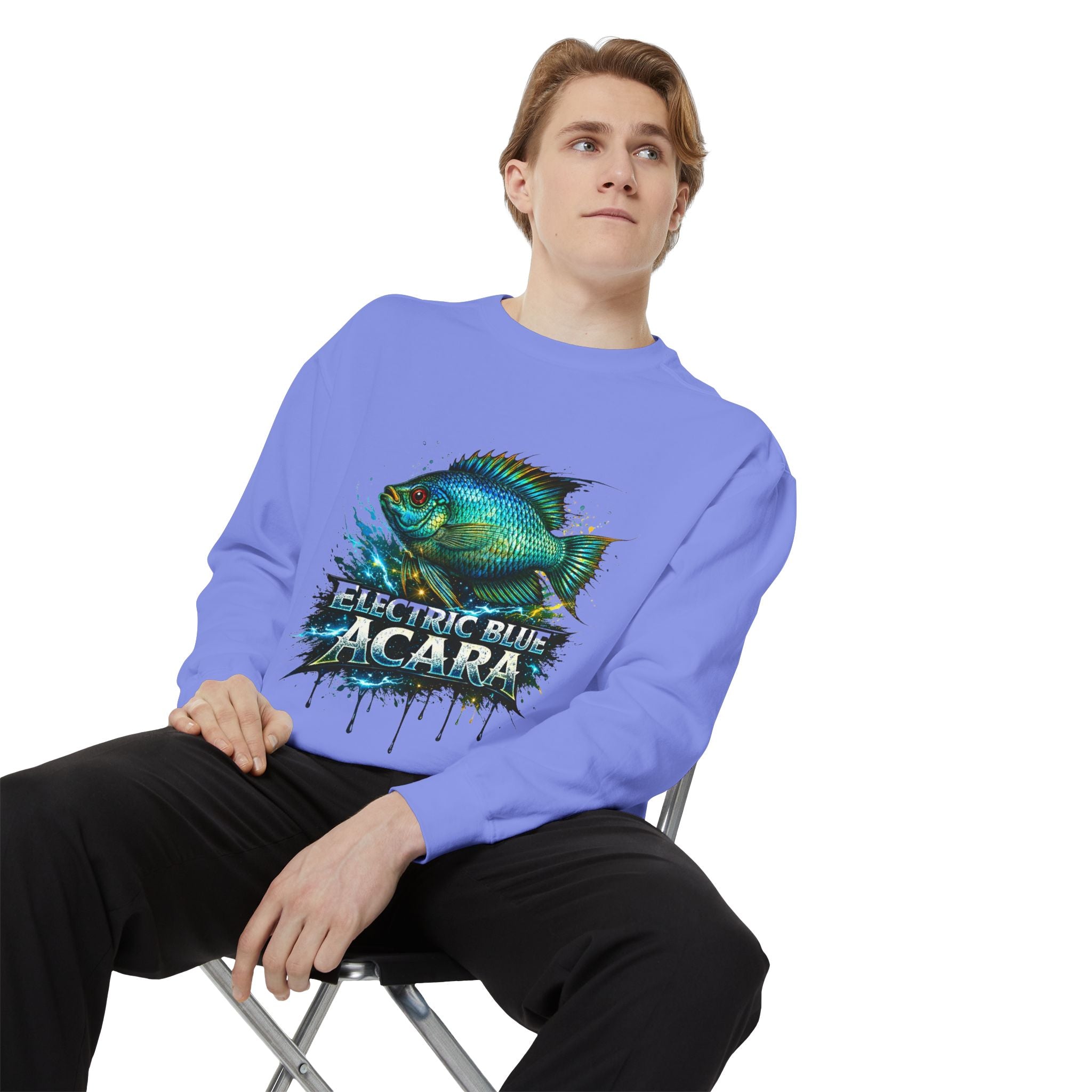 Electric Blue Acara – Garment-Dyed Premium Sweatshirt